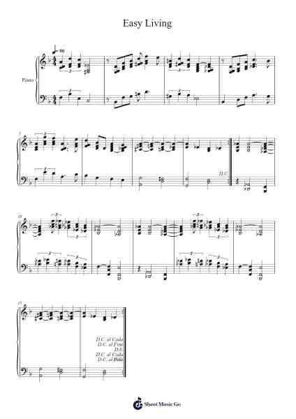 Easy Living Musica per pianoforte di Ralph Raigner - Arr.Rooryl Petnoel
