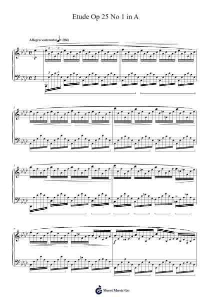 Etude Op. 25 No. 1 in A Major Sheet Music by Frédéric Chopin-Arr.Scripla Brookfe