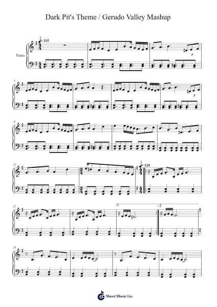 Dark Pit's Theme / Gerudo Valley Mashup Sheet Music by Josh Montgomery-Arr.Ogreen Belker