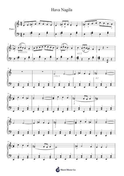 Hava Nagila Sheet Music by Traditional-Arr.Gailma