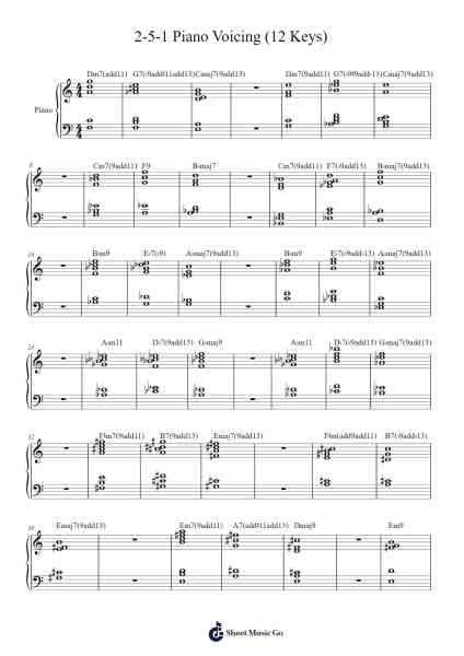 2-5-1 Piano Voicing (12 Keys) Sheet Music by Huan Nguyen-Arr.Hugill