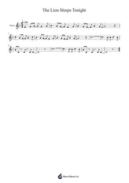 The Lion Sleeps Tonight Sheet Music by Solomon Ntsele-Arr.Hughlon