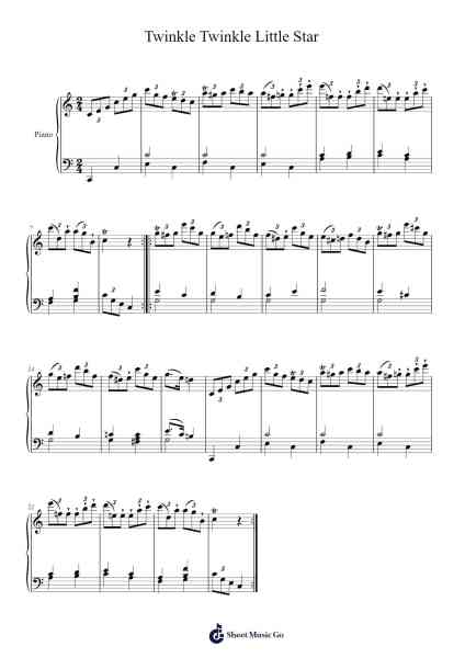 Twinkle, Twinkle, Little Star - Variation 3 Ноты для фортепиано от W. A. Mozart-Arr.Bowreed
