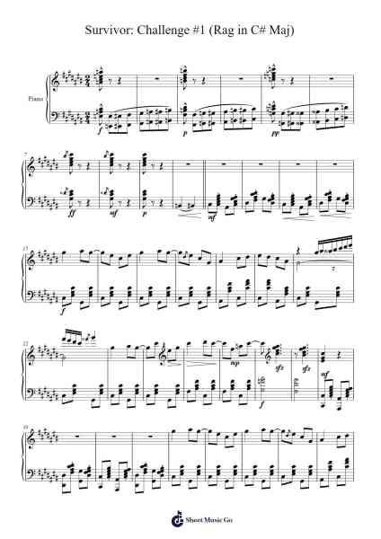 Composition Survivor: Challenge #1 (Rag in C# Maj) Sheet Music by Humerid Birdglan-Arr.Hulstone Lilsper