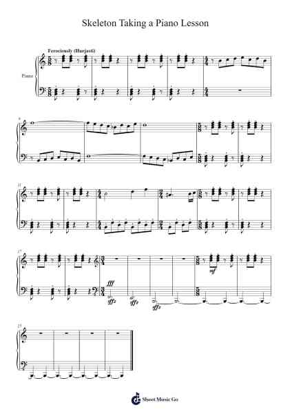 Skeleton Taking a Piano Lesson Sheet Music by Tuukka Jokilehto-Arr.Hilye