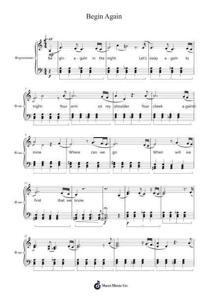 Begin Again Sheet Music by Justin Bell-Arr.Glacarr