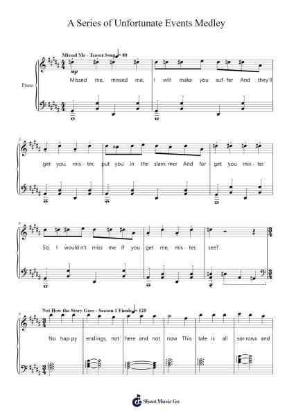 A Series of Unfortunate Events Medley Sheet Music by Cailey Cameron-Arr.Bridrian