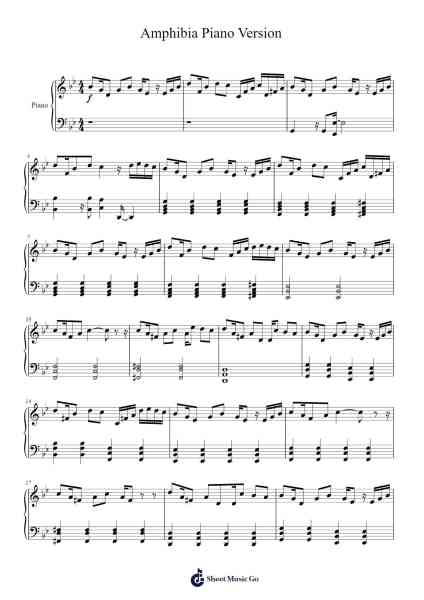Amphibia Piano Version Sheet Music by Dídac Depardon Saint Martin-Arr.Boycehe