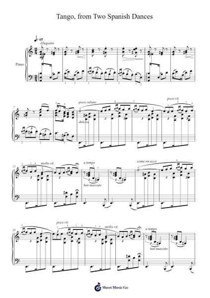 Tango from Two Spanish Dances, Op. 165 Sheet Music by Isaac Albeniz-Arr.Comnions Irlay