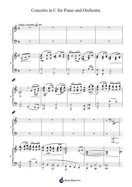 Concerto in C for Piano and Orchestra: II - Adagio Cantabile Sheet Music by Ryan Zhu-Arr.Giswolf