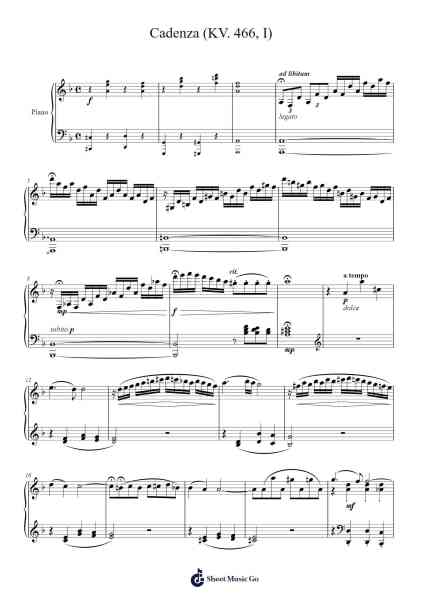 Piano Concerto No. 20 in D Minor, K. 466: I. Allegro - Cadenza Sheet Music by undefined-Arr.Millsharp Waygrace