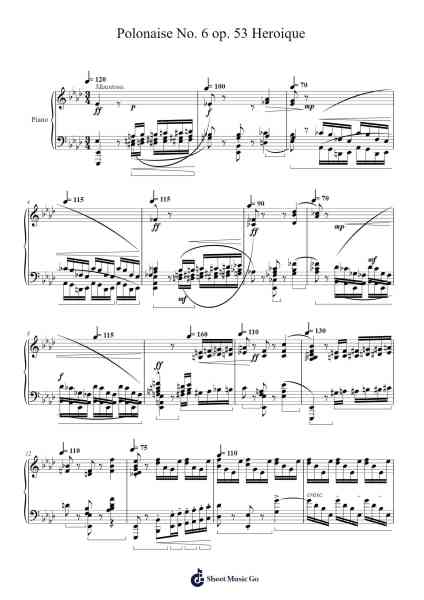 Chopin Polonaise No 6 op 53 Heroique Sheet Music by Frédéric Chopin-Arr.Kirkwen Meldell