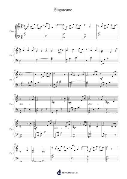 Sugarcane Sheet Music by Milessel Popwe-Arr.Bartnice