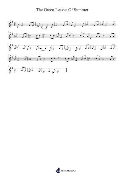 The Green Leaves Of Summer Sheet Music by undefined-Arr.Chilflower