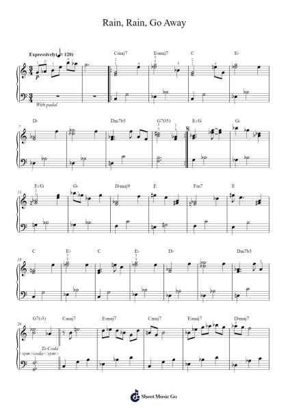 Rain, Rain, Go Away Sheet Music by Vince Guaraldi-Arr.Pubey