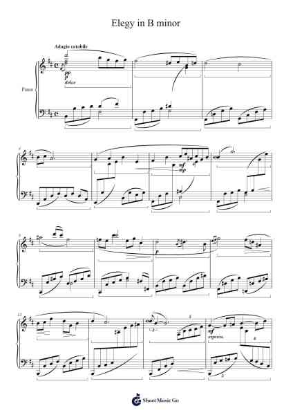 Elegy in B minor Sheet Music by Pyotr Ilyich Tchaikovsky-Arr.Brookjoy