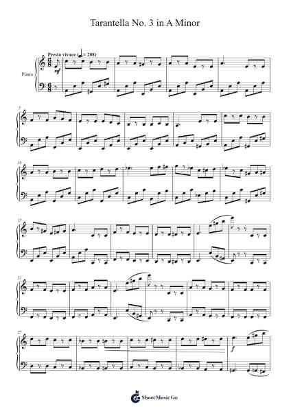 Tarantella No. 3 in A Minor Sheet Music by Cookeda-Arr.Davehan