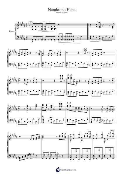 Naraku no Hana Sheet Music by Eiko Shimamiya-Arr.Bartrhys Shelcie