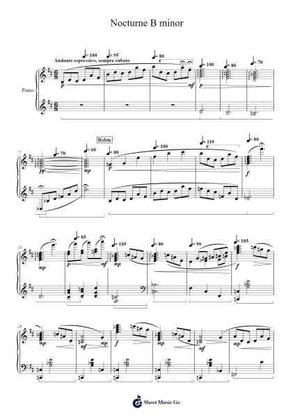 Nocturne B minor Sheet Music by Winston Lim-Arr.Kitfy