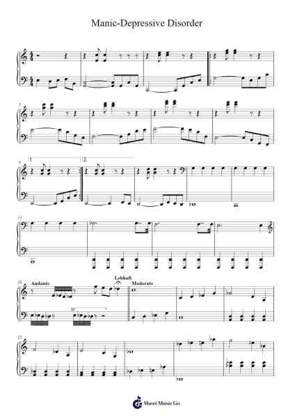 Manic-Depressive Disorder Sheet Music by W. Li-Arr.Grifgins