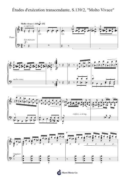 Études d'exécution transcendante, S.139 No. 2 "Molto vivace" Sheet Music by Franz Liszt-Arr.Sigjeff