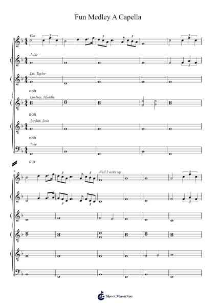 Fun Medley A Capella Sheet Music by Misc-Arr.Tayhal Lynchyale
