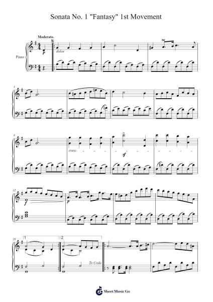 Sonata No. 1 "Fantasy" 1st Movement Sheet Music by Yuleters Upcher-Arr.Junerald