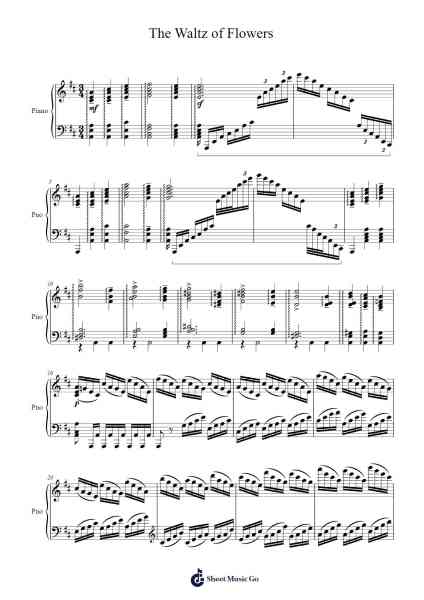 The Waltz of the Flowers from The Nutcracker, Op. 71: (Act II) Sheet Music by Pyotr Ilyich Tchaikovsky-Arr.Gillnise