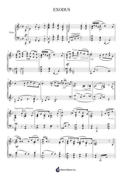 EXODUS Sheet Music by Ernest Gold-Arr.Faulkvy