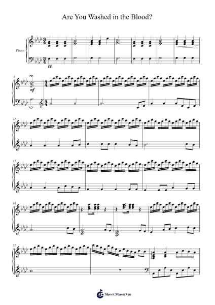 Are You Washed in the Blood? Sheet Music by Elisha A. Hoffmann-Arr.Junegia Wato
