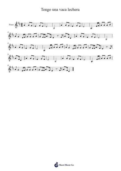 Tengo una vaca lechera Sheet Music by undefined-Arr.Milllas