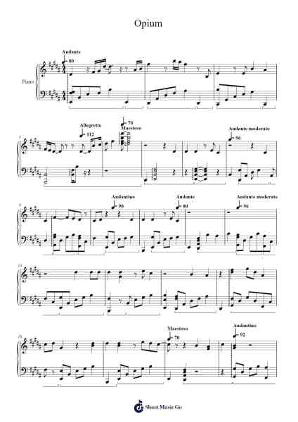 Opium - Mili Sheet Music by Mili-Arr.Moisham Whcky