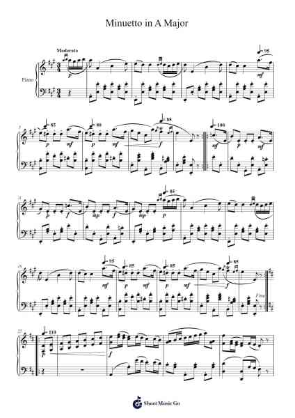 Minuetto in A Major Sheet Music by Luigi Boccherini-Arr.Deirmand