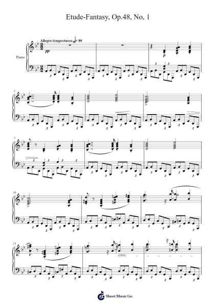 Etude for the Left Hand, Op. 48, No. 1 Sheet Music by Felix Blumenfeld-Arr.Walmeo