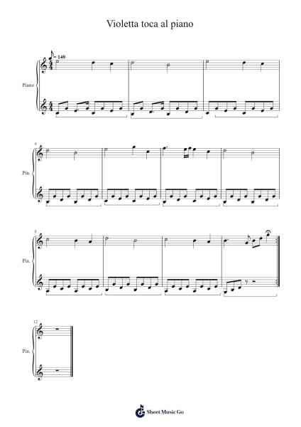Violetta toca al piano Sheet Music by Marie Noyelle-Arr.Sonxe