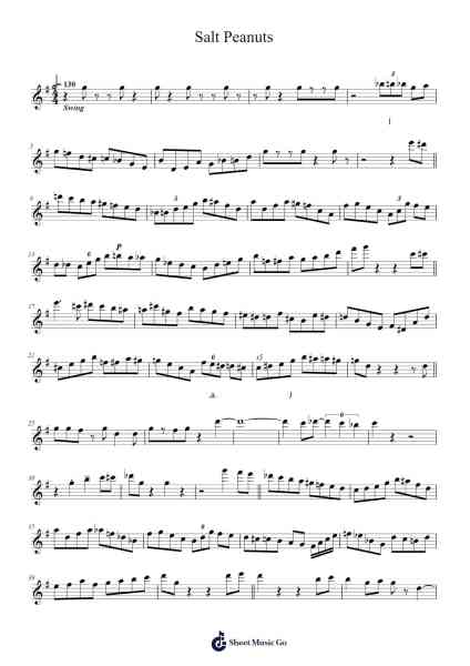 Salt Peanuts Sheet Music by Dizzy Gillespie-Arr.Davexy Tykins