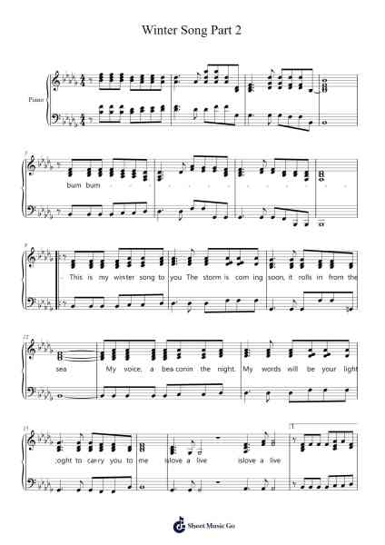 Winter Song Part 2 Ноты для фортепиано от Sara Bareilles/Ingrid Michaelson-Arr.Rusmike Hudje