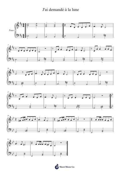 J'ai demandé à la lune Sheet Music by Nicola Sirkis-Arr.Kawar Rusfrank