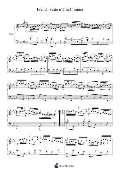French Suite No. 2 in C Minor, BWV 813: I. Allemande Sheet Music by Johann Sebastian Bach-Arr.Bridmay