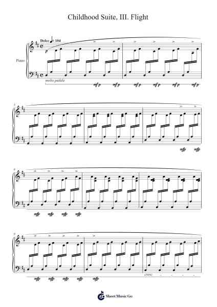 Childhood Suite, III. Flight Sheet Music by Genegreve Lousnow-Arr.Brownend Bonckey