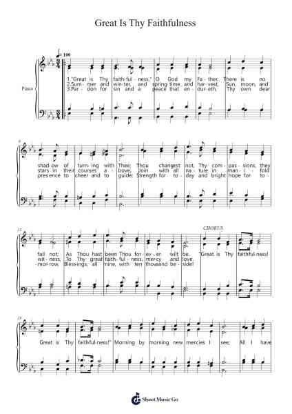 Great Is Thy Faithfulness Sheet Music by William M. Runyan-Arr.Bautab