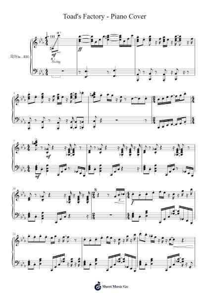 Toad's Factory - Piano Cover Sheet Music by Asuka Ota/Ryo Nagamatsu-Arr.Tedget Milrol
