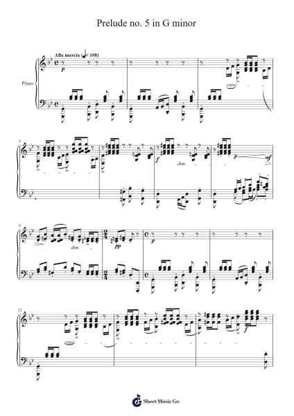 Prelude no. 5 in G minor Sheet Music by S. Rachmaninoff-Arr.Stonelian Chantham