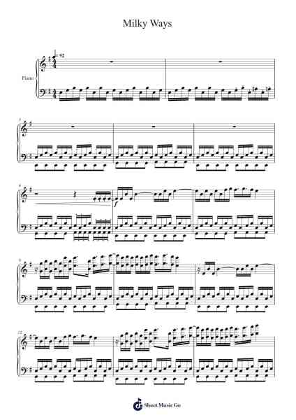 Milky Ways Sheet Music by Daniel_Playz-Arr.Wershop Keyburns