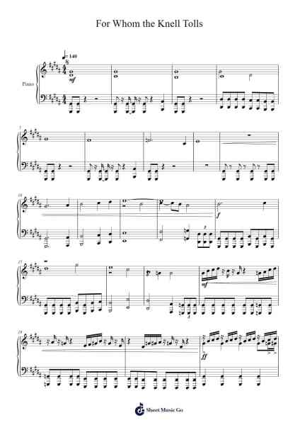 For Whom the Knell Tolls Sheet Music by Danny Baranowsky-Arr.Bownio Elroytier