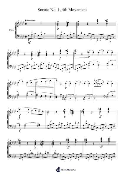 Sonate No. 1, 4th Movement Sheet Music by Ludwig van Beethoven-Arr.Bardtrid