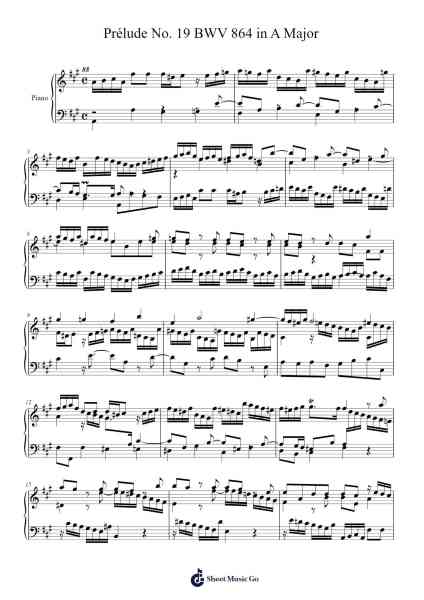Prélude No. 19 in A Major, BWV 864 Sheet Music by Johann Sebastian Bach-Arr.Odefred