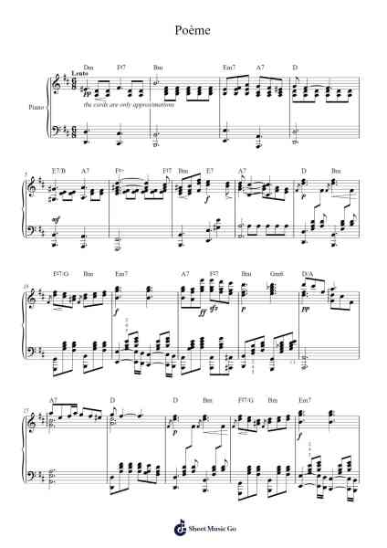 Poème Sheet Music by Zdenko Fibich-Arr.Dilmos