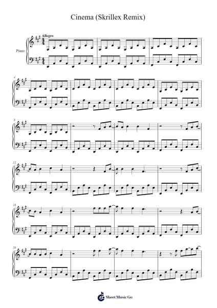 Cinema (Skrillex Remix) Sheet Music by Tourspir-Arr.Hughgee