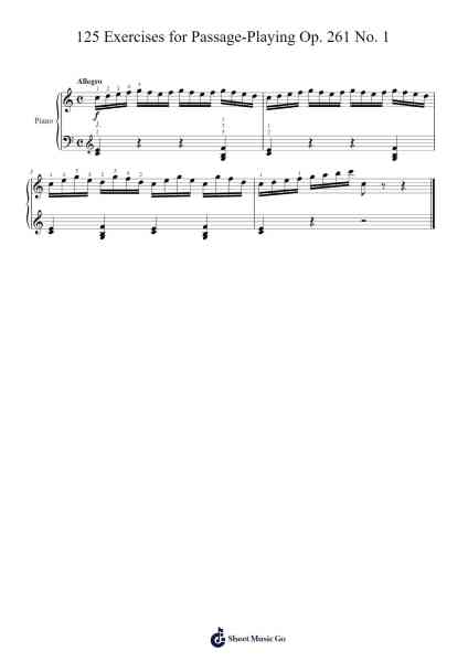 125 Exercises for Passage-Playing, Op. 261 No. 1 Sheet Music by Carl Czerny-Arr.Penlith